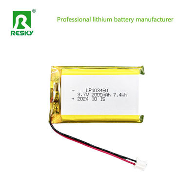 Pryzmatyczny zestaw baterii poliestrowej litowej 103450 3.7V 1800mAh 2000mAh