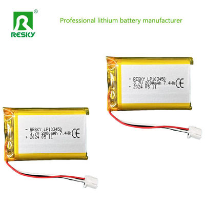 Płaska bateria litowo-polimerowa 523450 603450 803450 103450 3.7v 2000mAh Lipo baterie