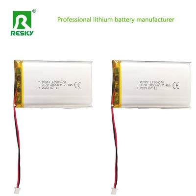 604070 Litium Polymer Battery Cell 3.7v 2000mAh Power Lipo Batteries For Consumer