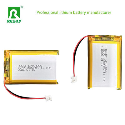 500 cykli Lipo z akumulatorem 104060 3000mAh 33.3wh 3.7V 11.1V